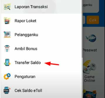Klik Menu Transfer Saldo